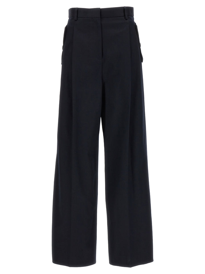 Loose Leg Front Pleat Pants Blue