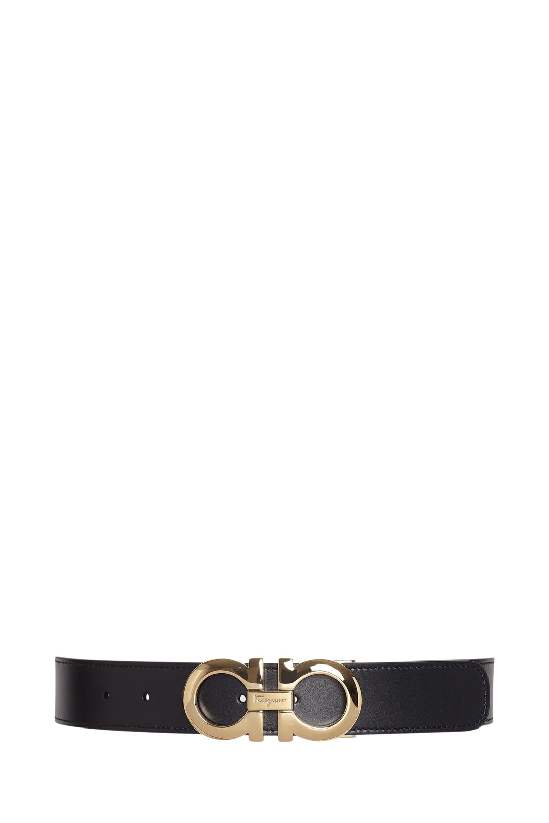 Reversible Gancini Belt in Leather Gold Logo