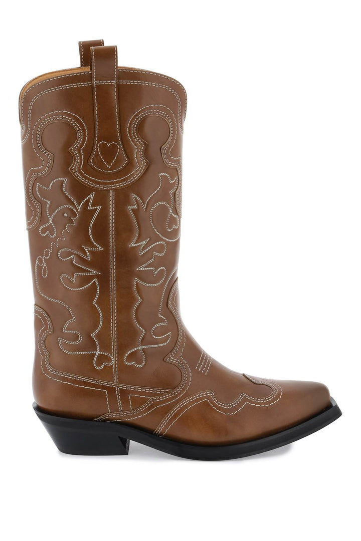 Embroidered Western Boots - Ganni - Women