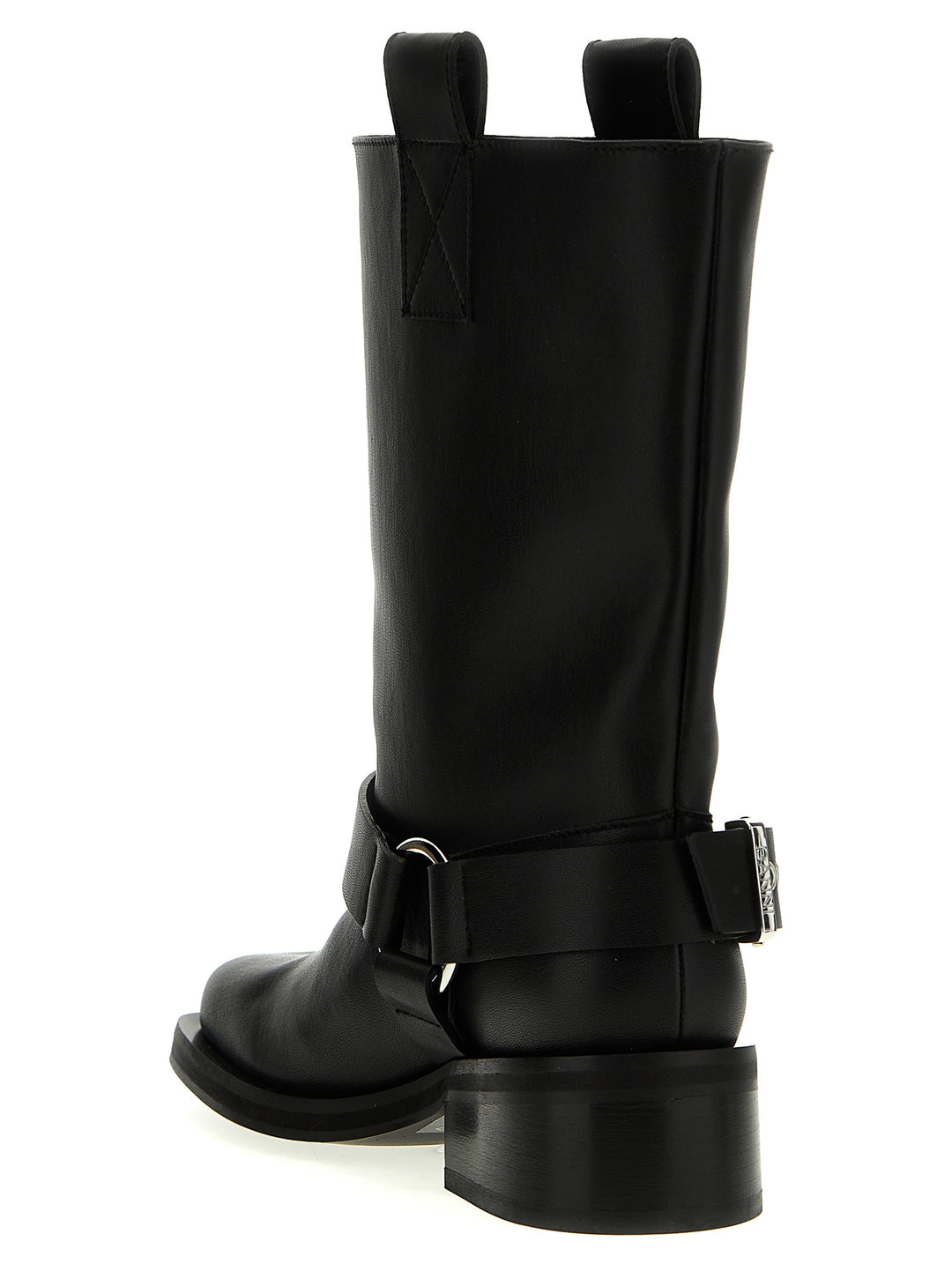 Black Mid Shaft Biker Boots, Ankle Boots Black