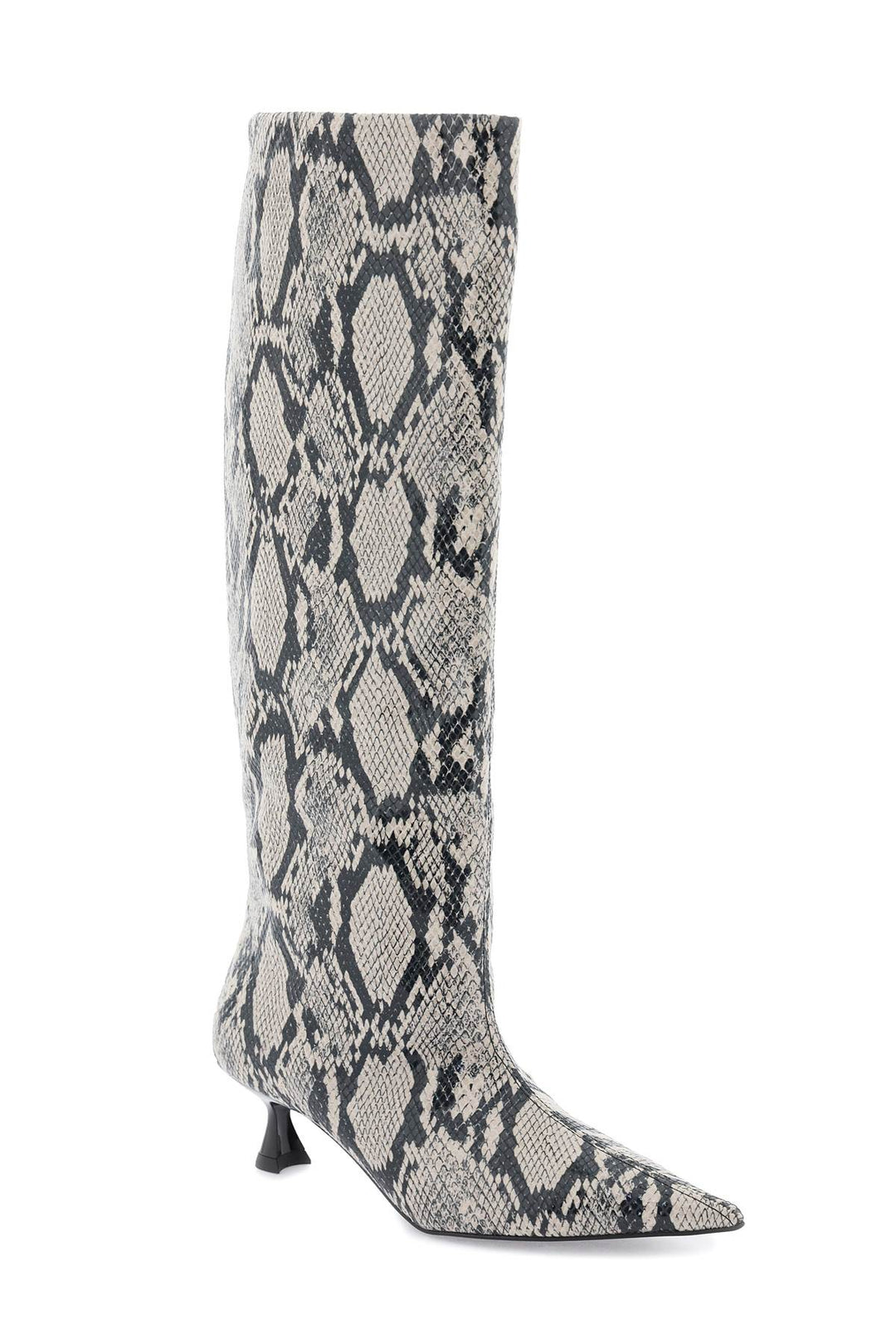 Snake Printed Soft Slouchy High Boots - Ganni - Women