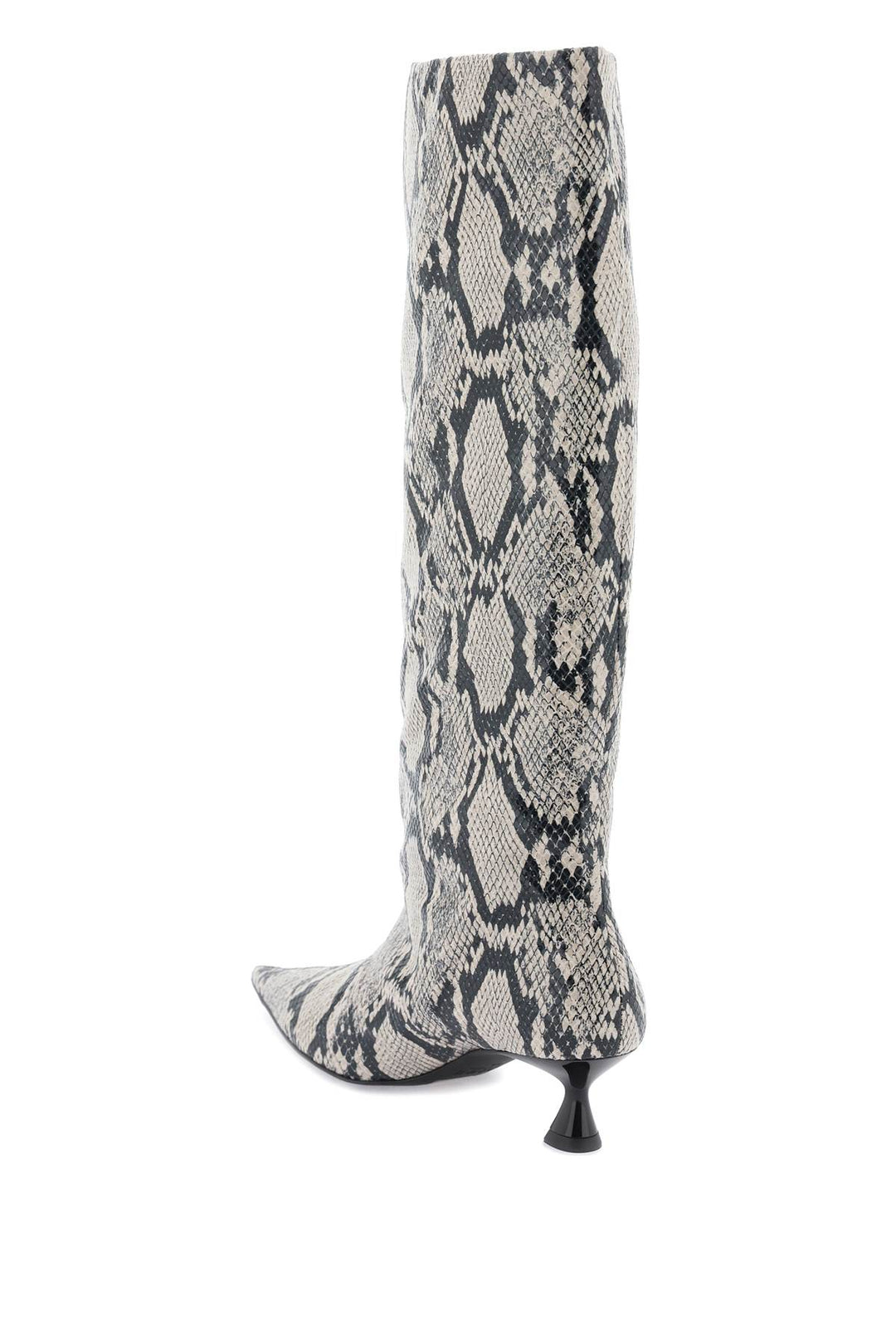 Snake Printed Soft Slouchy High Boots - Ganni - Women