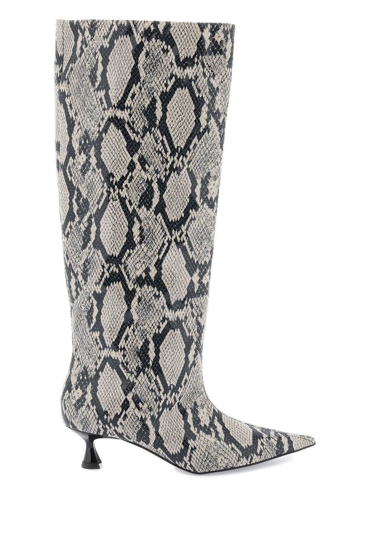 Snake Printed Soft Slouchy High Boots - Ganni - Women