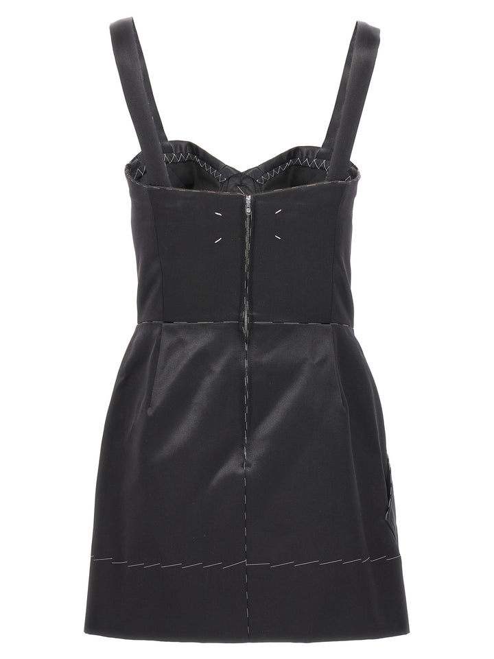 Contrast Stitching Corset Dress Dresses Black