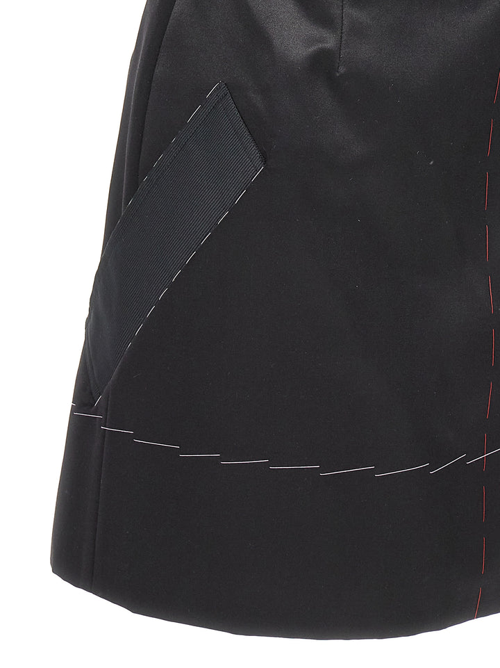 Contrast Stitching Corset Dress Dresses Black