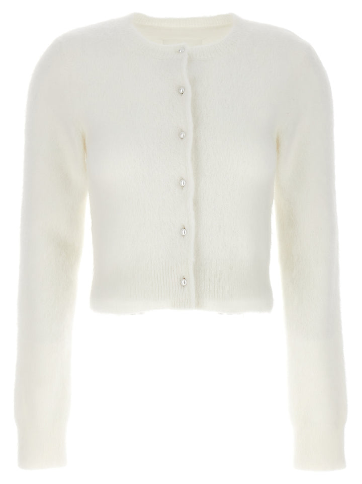 Pearl Buttons Cardigan Sweater, Cardigans White