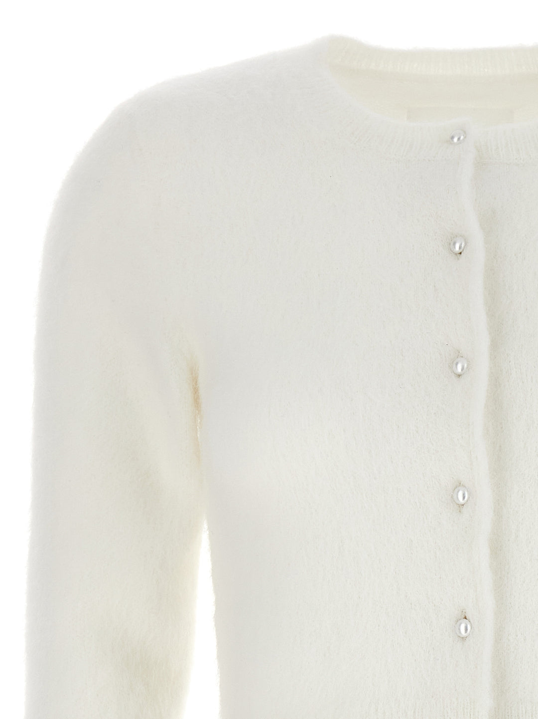 Pearl Buttons Cardigan Sweater, Cardigans White