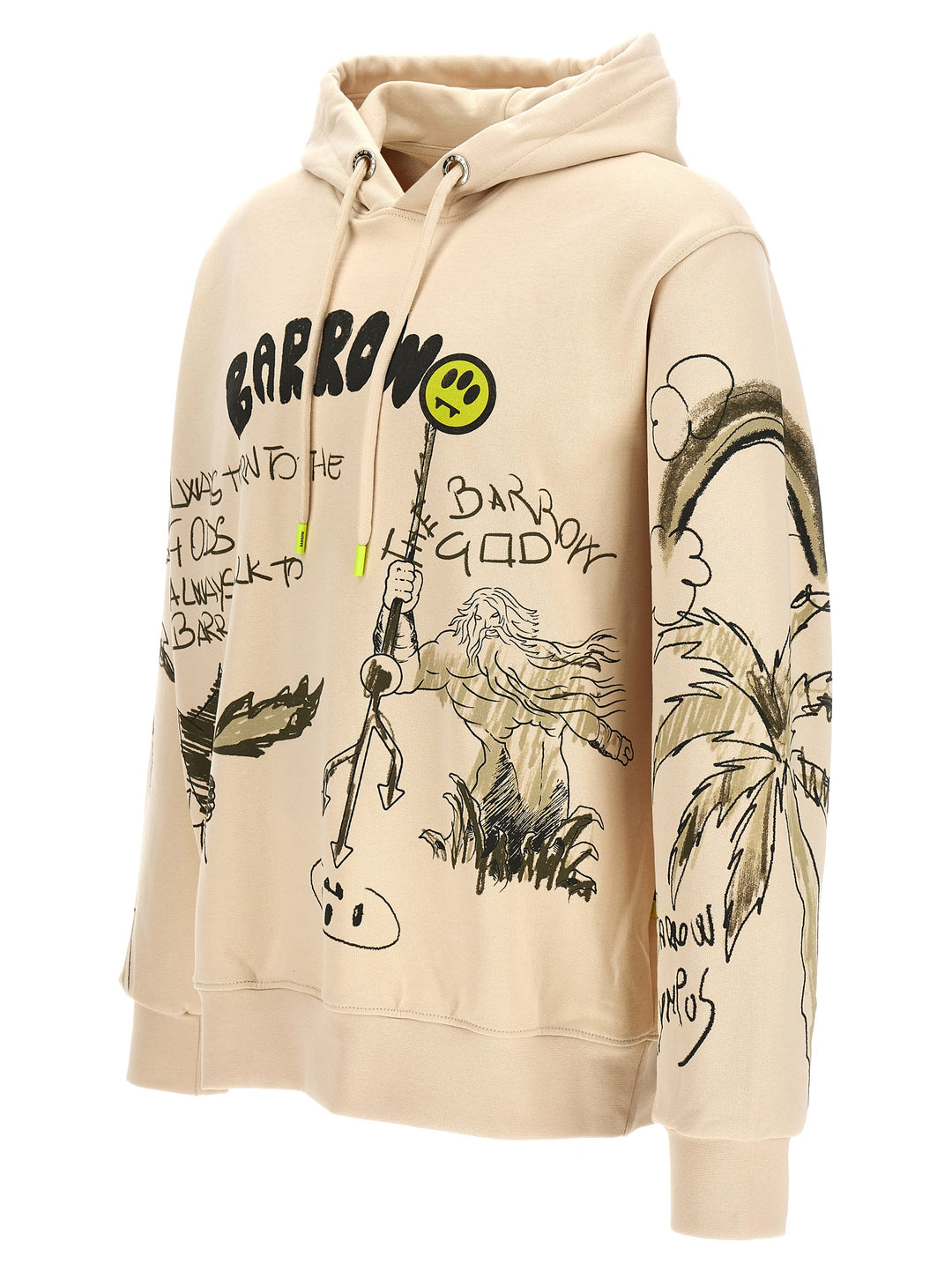 Printed Hoodie Sweatshirt Beige