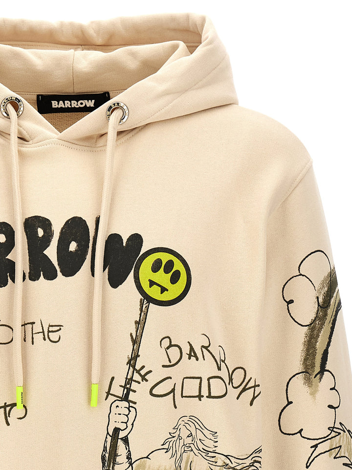 Printed Hoodie Sweatshirt Beige