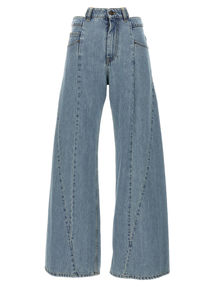 Asymmetrical Waist Jeans Light Blue