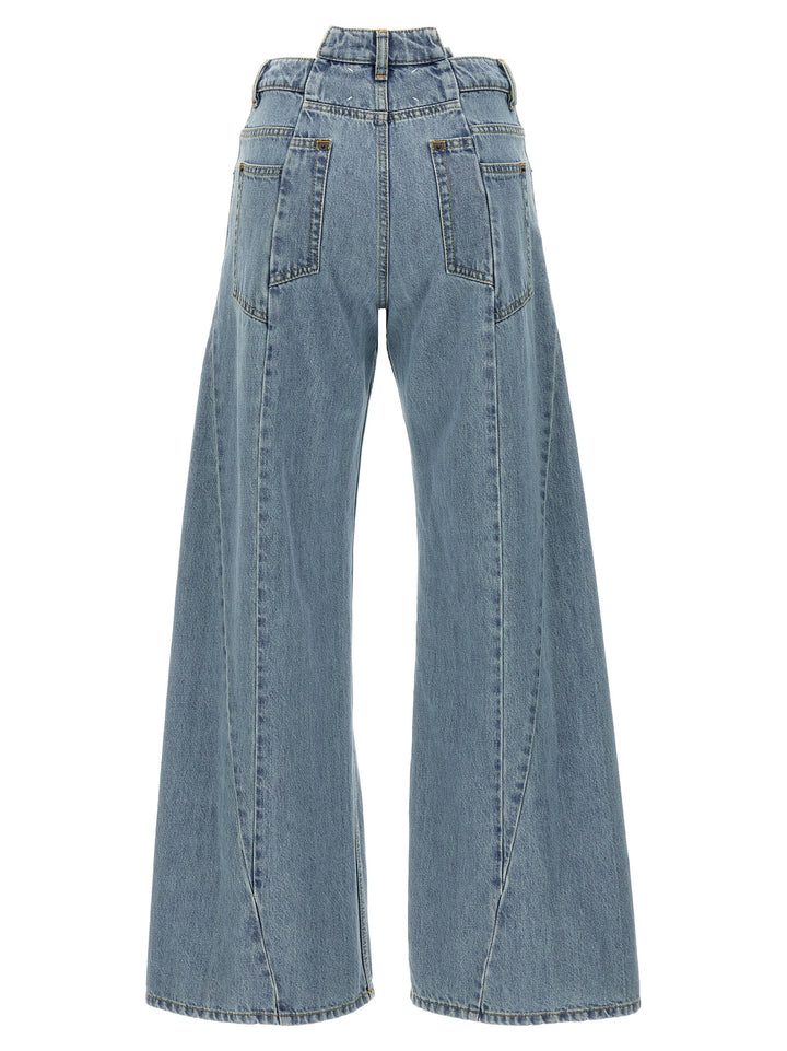 Asymmetrical Waist Jeans Light Blue