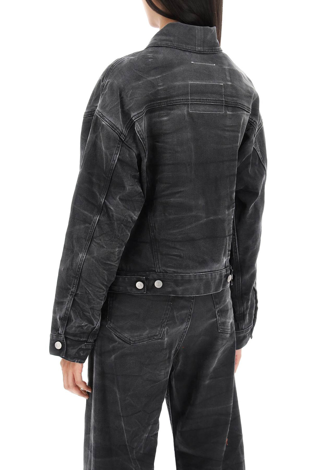 Crinkle Effect Denim Jacket - MM6 Maison Margiela - Women