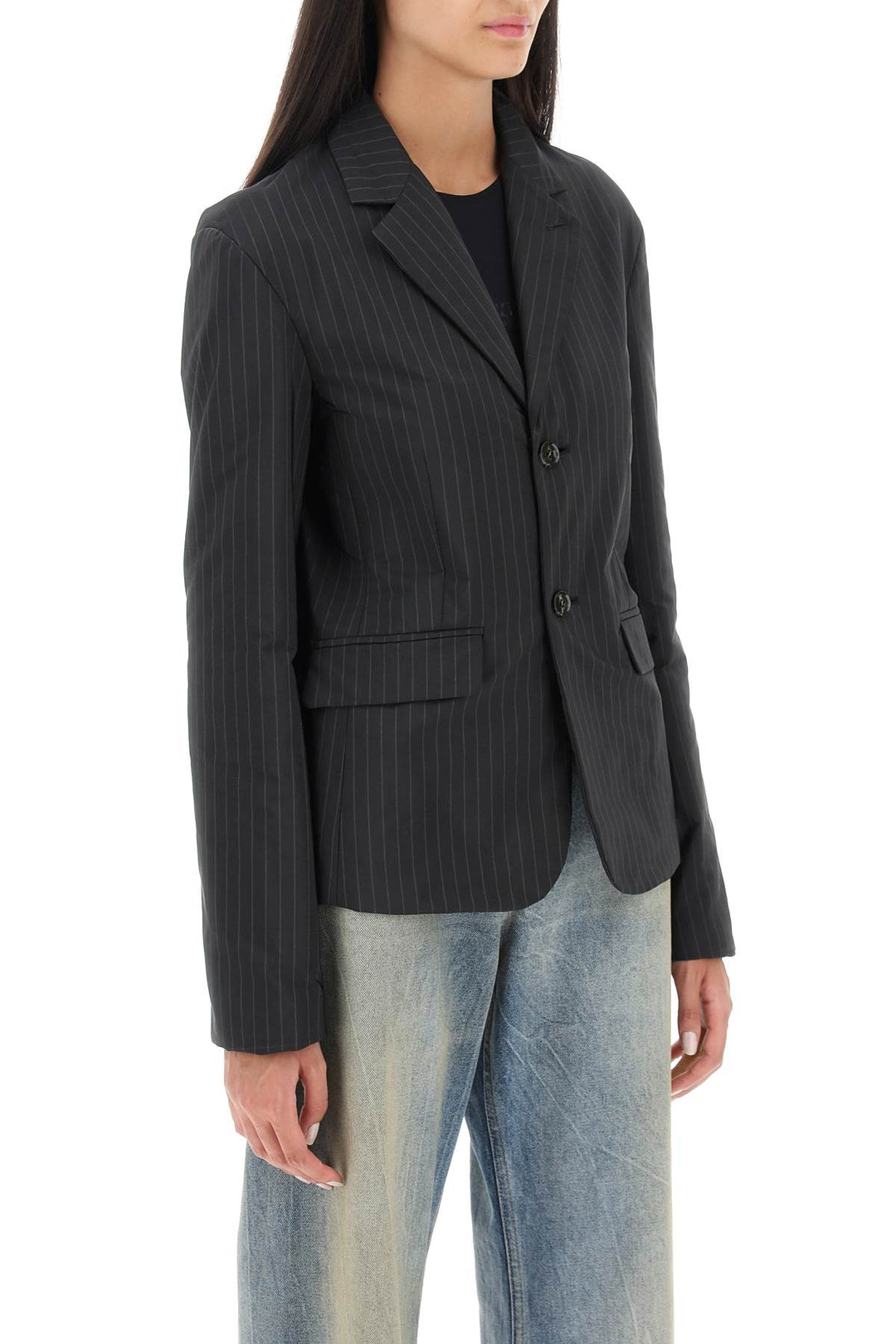 Padded Blazer With Pinstripe Motif - MM6 Maison Margiela - Women