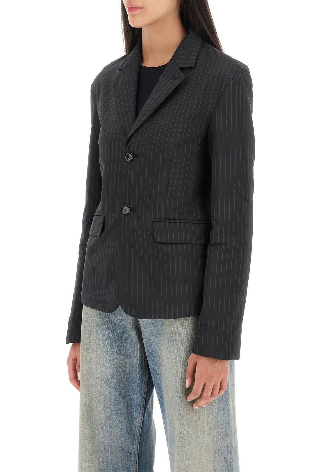 Padded Blazer With Pinstripe Motif - MM6 Maison Margiela - Women