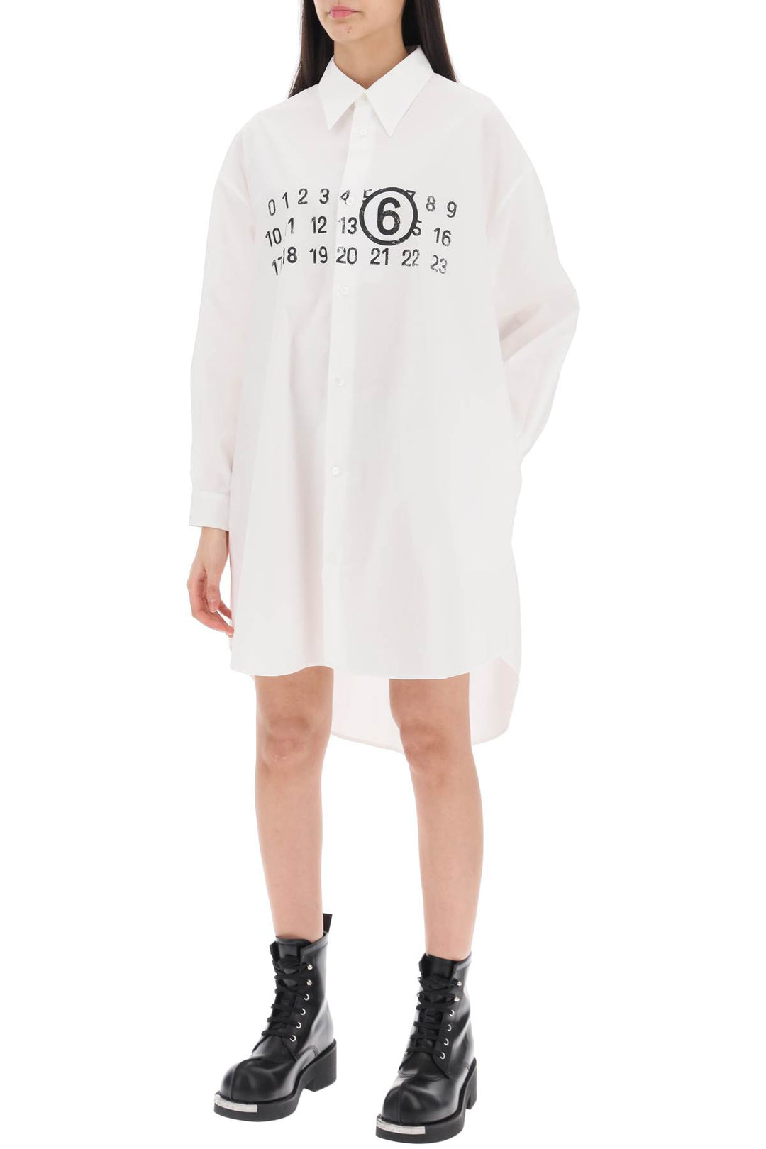 Shirt Dress With Numeric Logo - MM6 Maison Margiela - Women