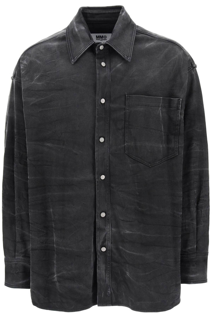 Crinkle Effect Denim Overshirt - MM6 Maison Margiela - Men