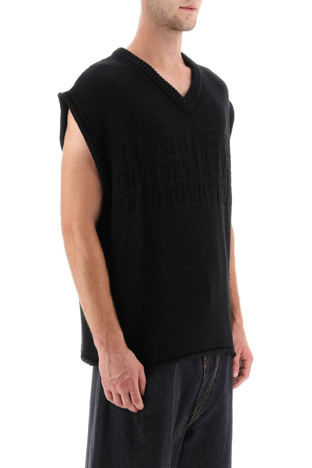 Wool Vest With Embossed Numeric Logo - MM6 Maison Margiela - Men