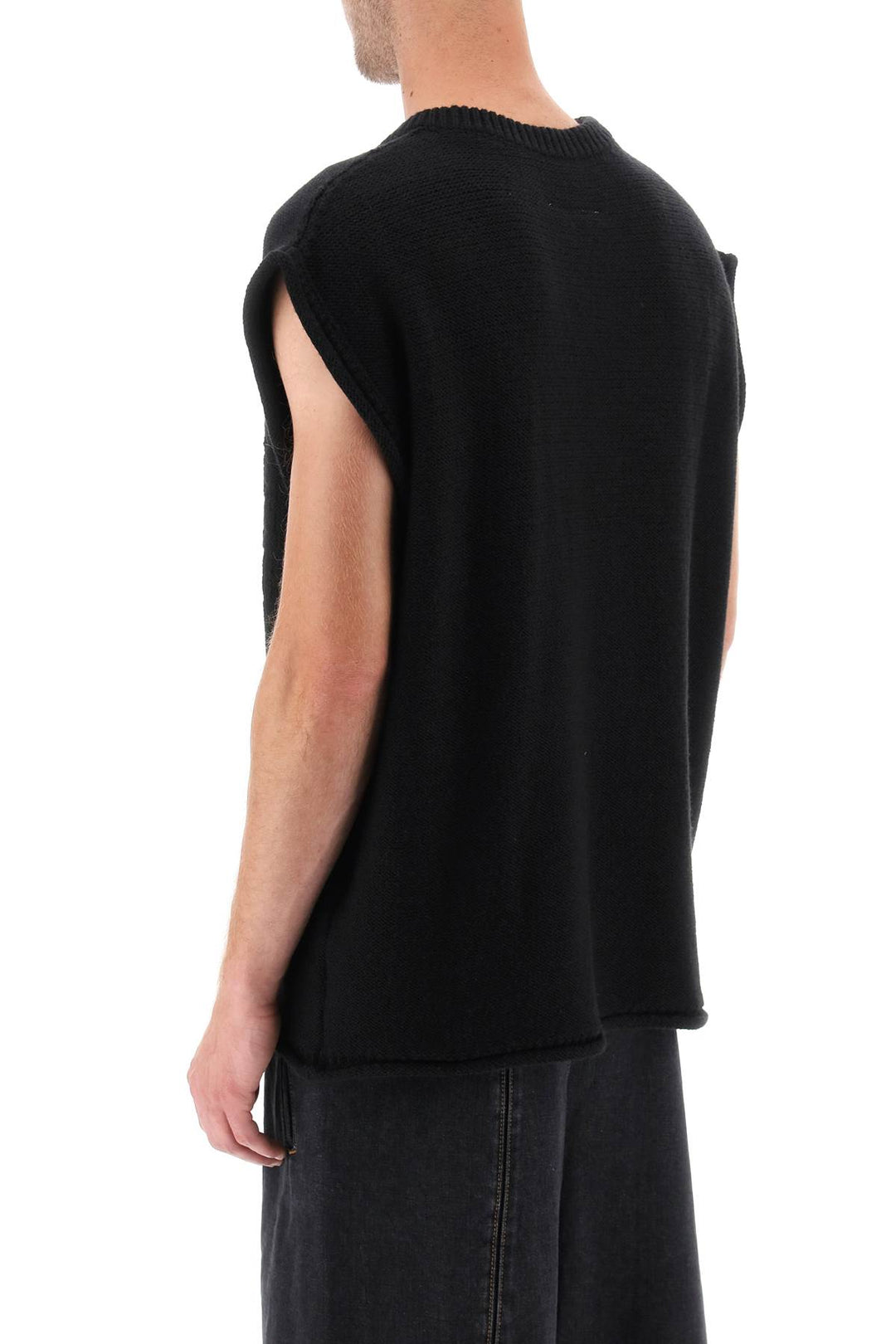 Wool Vest With Embossed Numeric Logo - MM6 Maison Margiela - Men