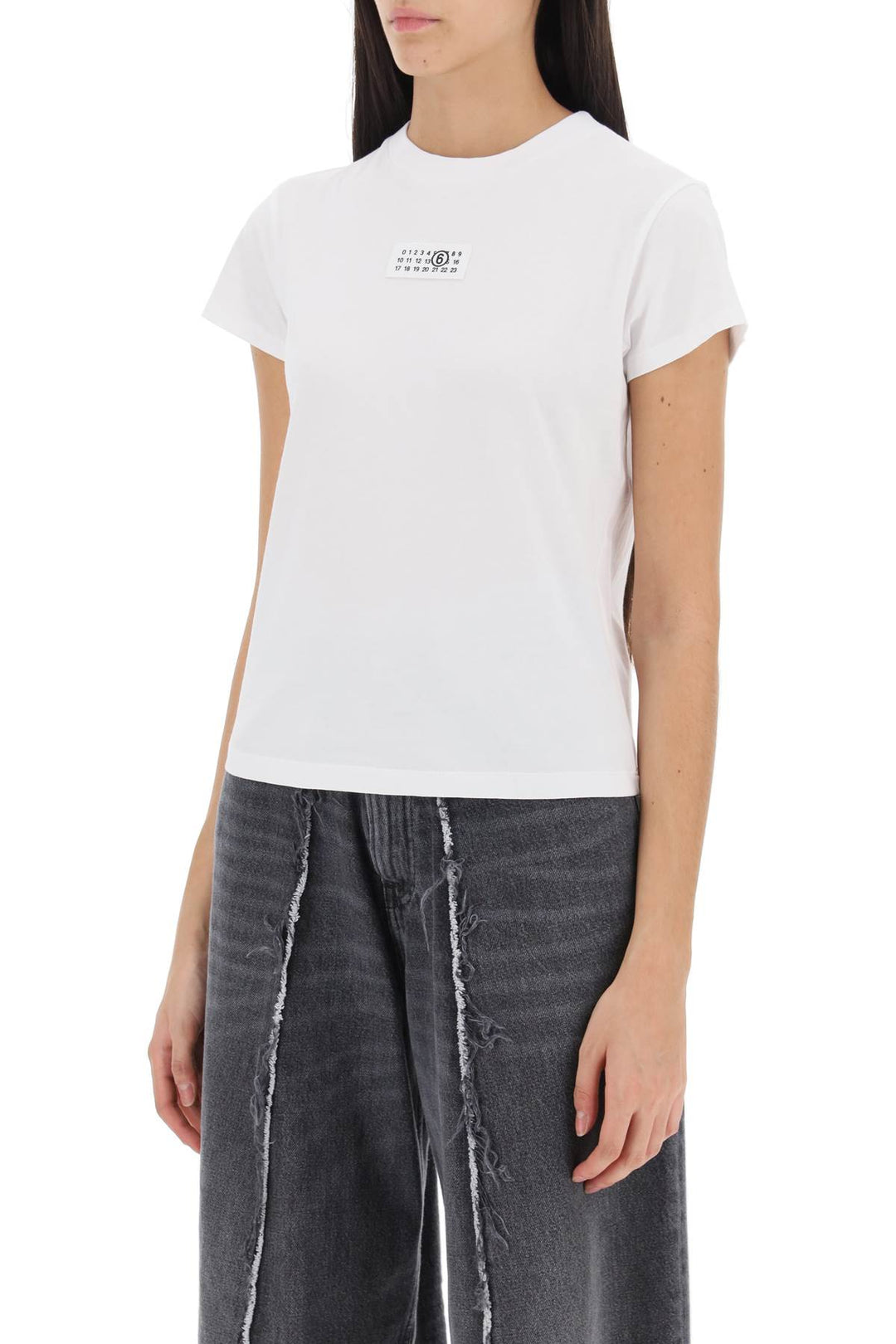 T Shirt With Numeric Logo Label - MM6 Maison Margiela - Women