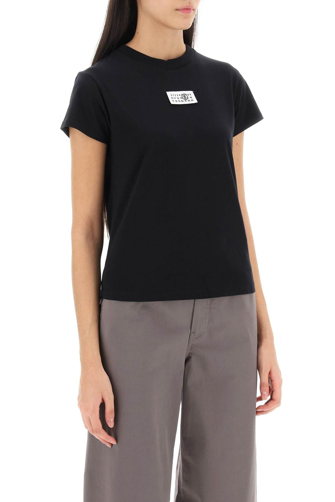 T Shirt With Numeric Logo Label - MM6 Maison Margiela - Women