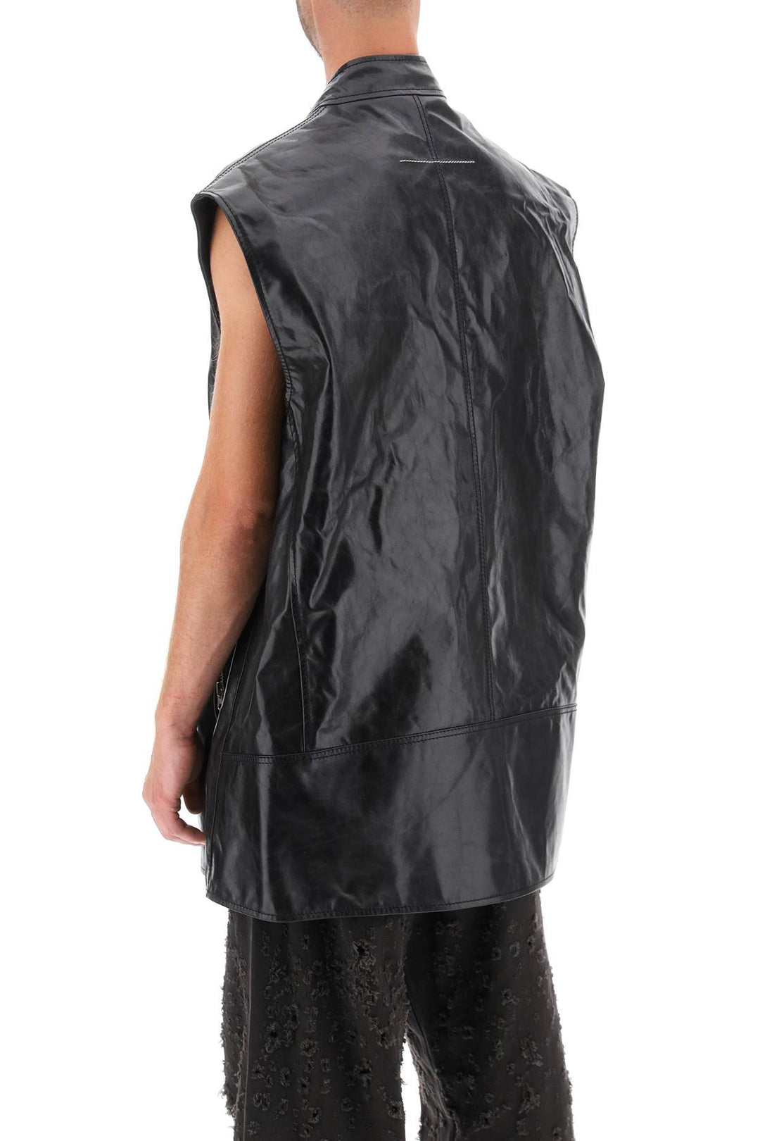 Oversized Leather Vest - MM6 Maison Margiela - Men