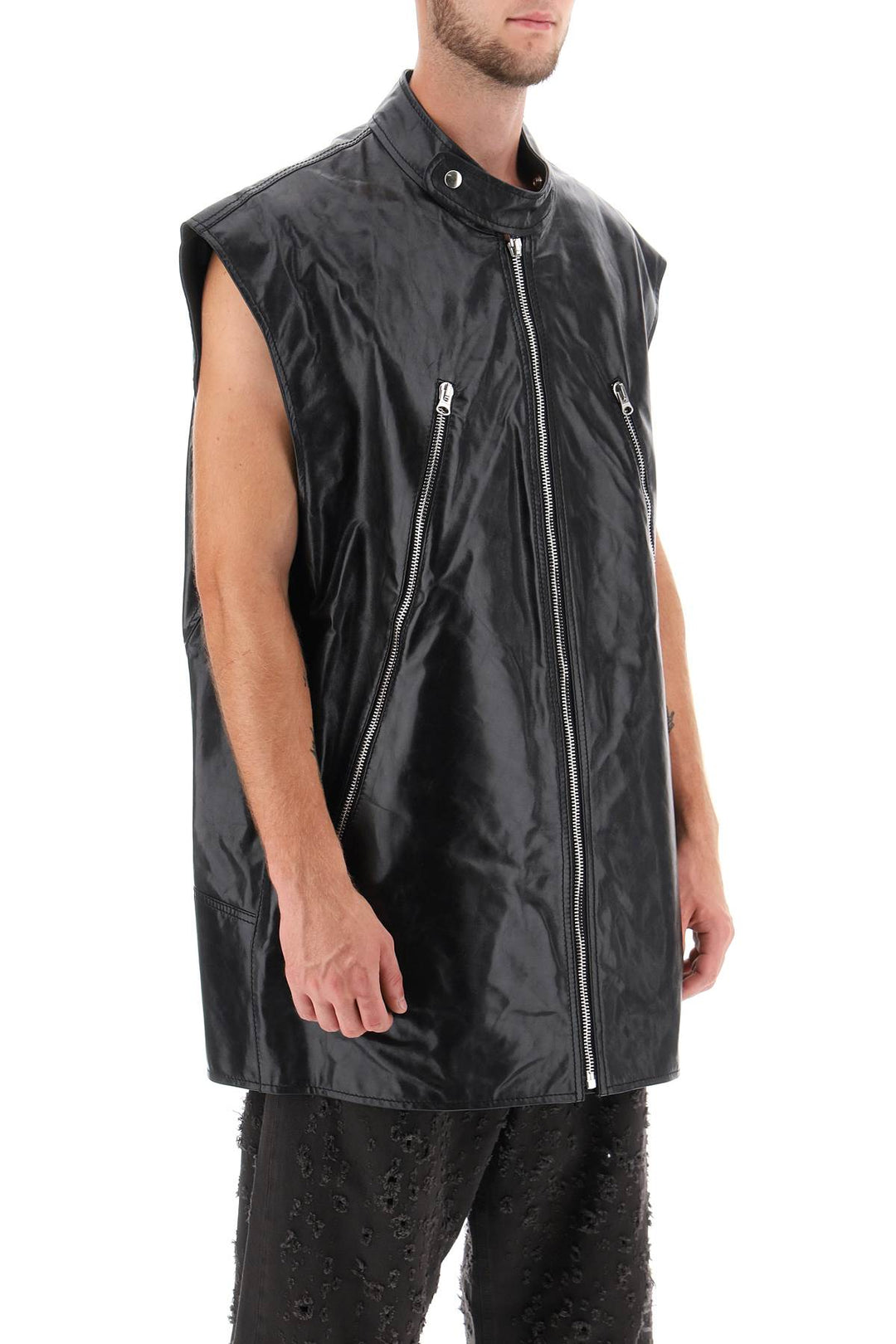 Oversized Leather Vest - MM6 Maison Margiela - Men