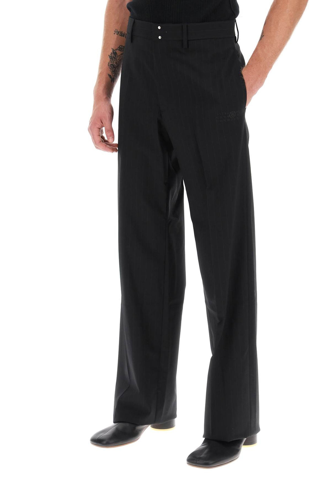 Straight Cut Pants With Pinstripe Motif - MM6 Maison Margiela - Men