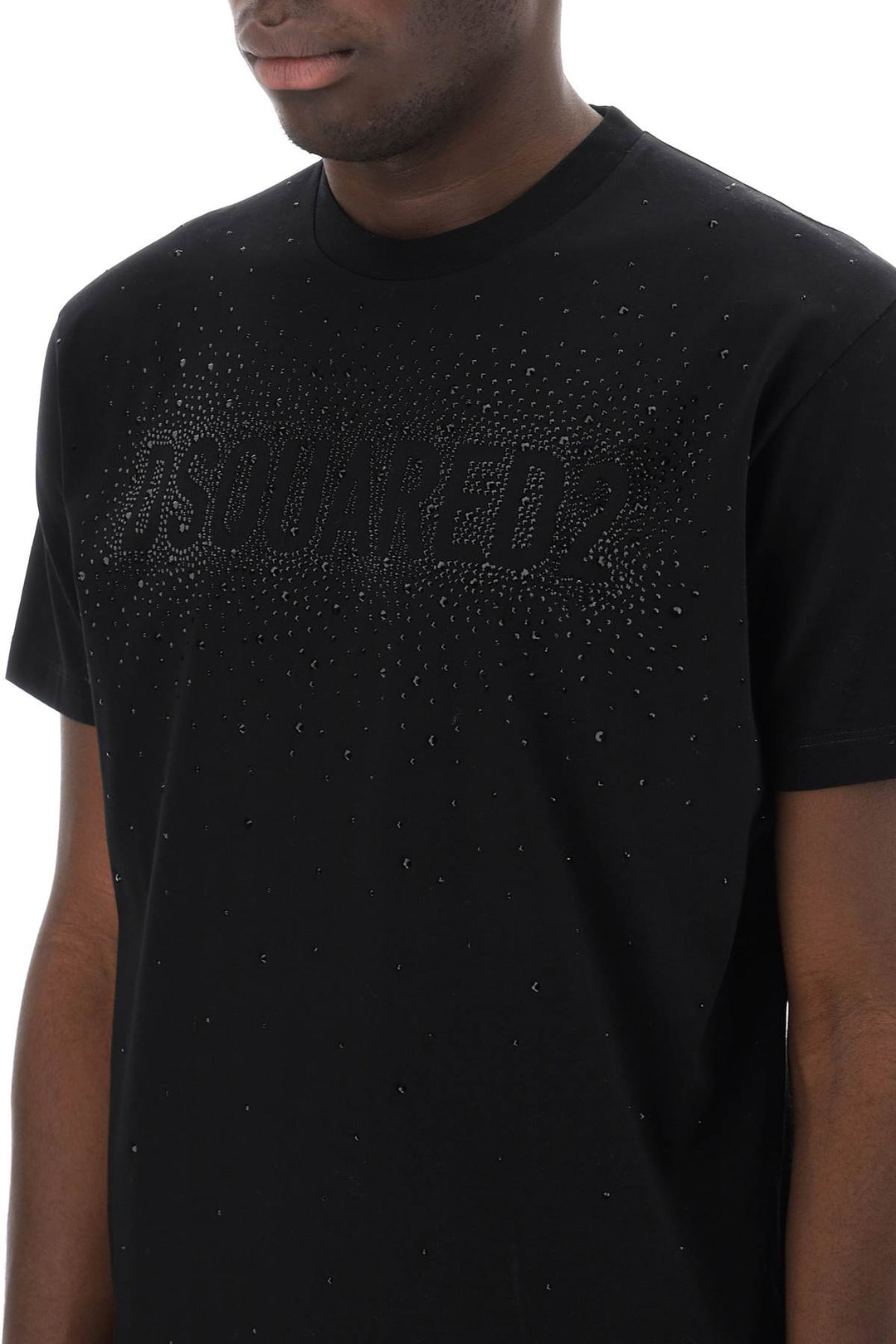 Cool Fit T Shirt With Rhinestone Logo - Dsquared2 - Men