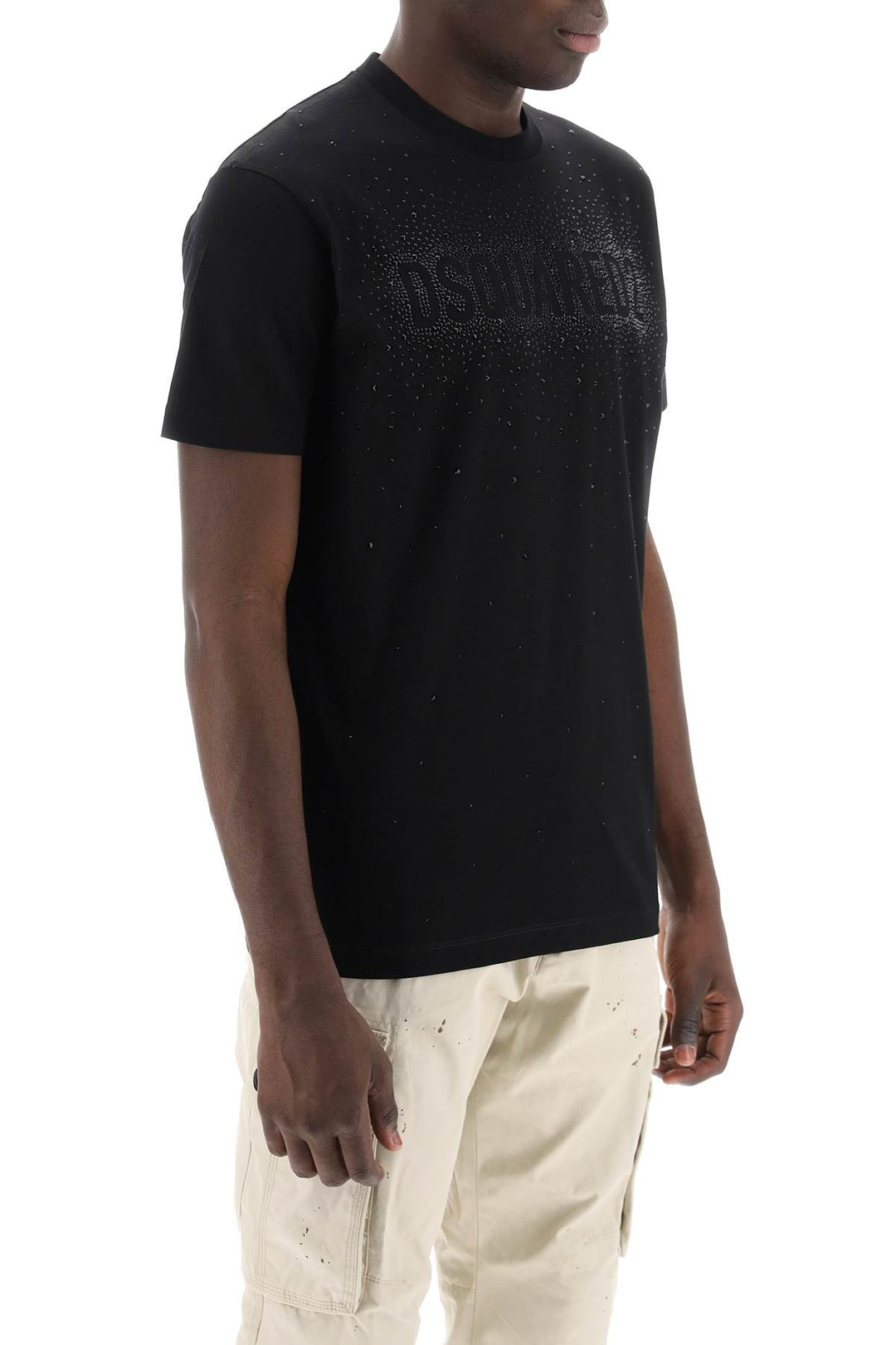 Cool Fit T Shirt With Rhinestone Logo - Dsquared2 - Men