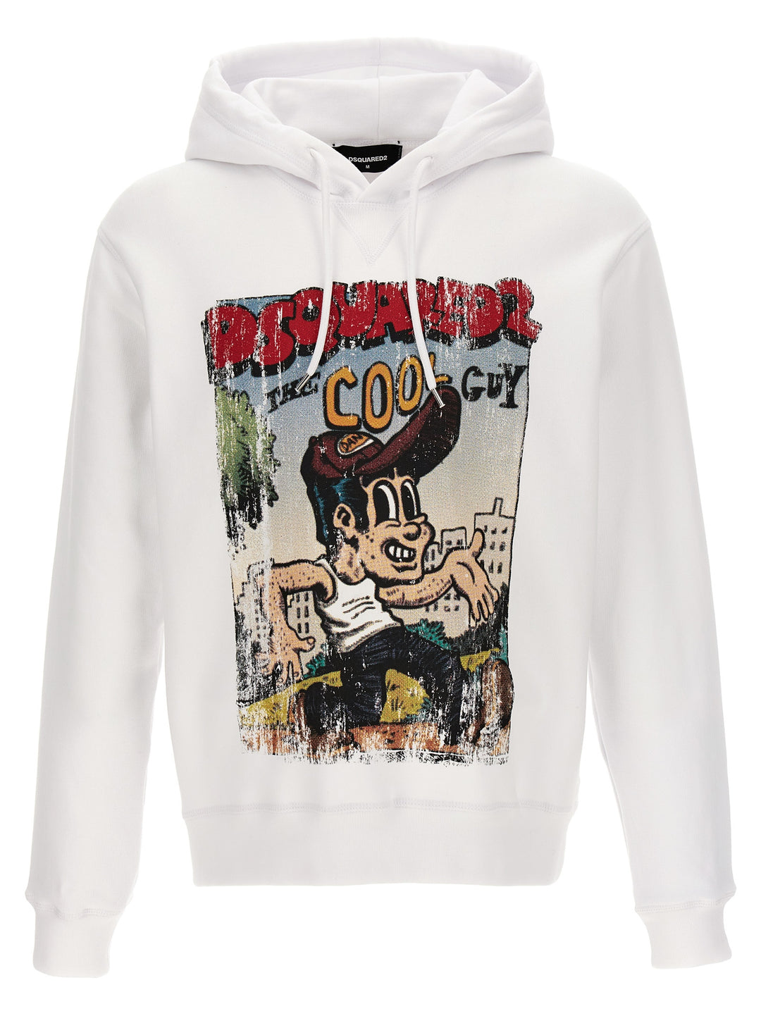 Printed Hoodie Sweatshirt White