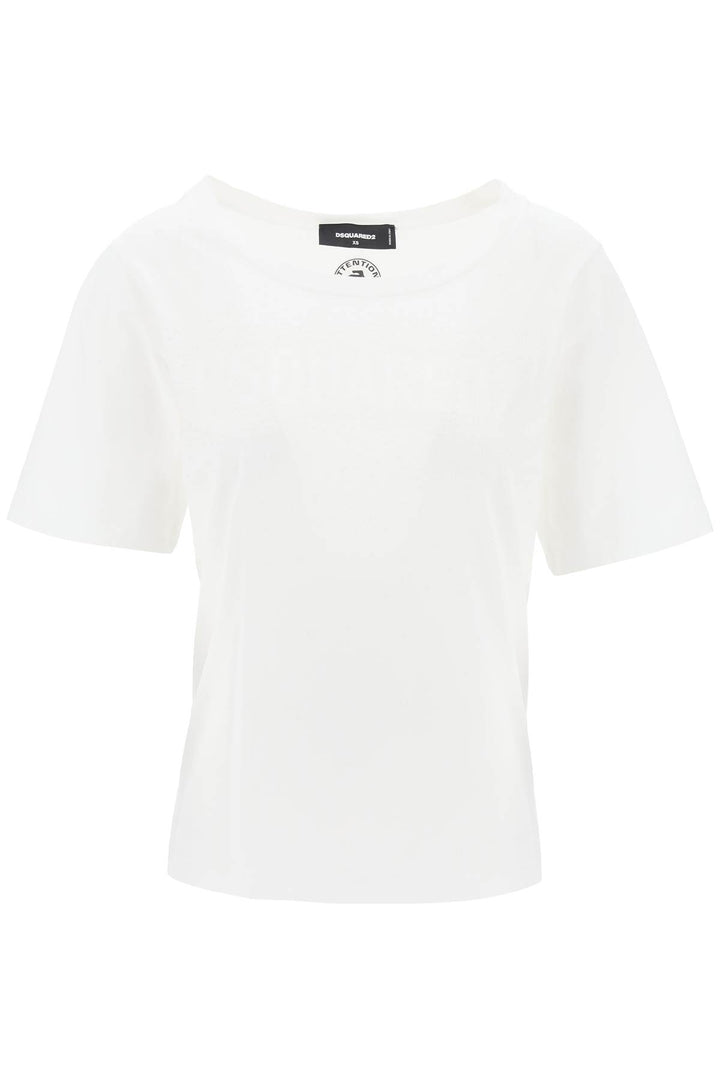 T Shirt With Rhinestone Logo - Dsquared2 - Women