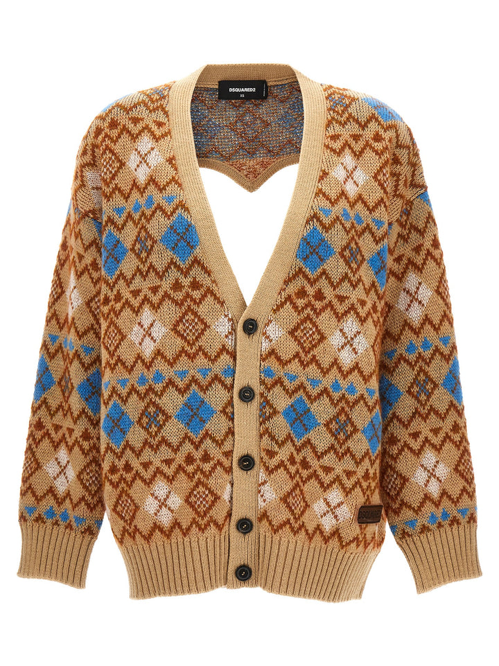 Heart Vintage Shetland Sweater, Cardigans Multicolor