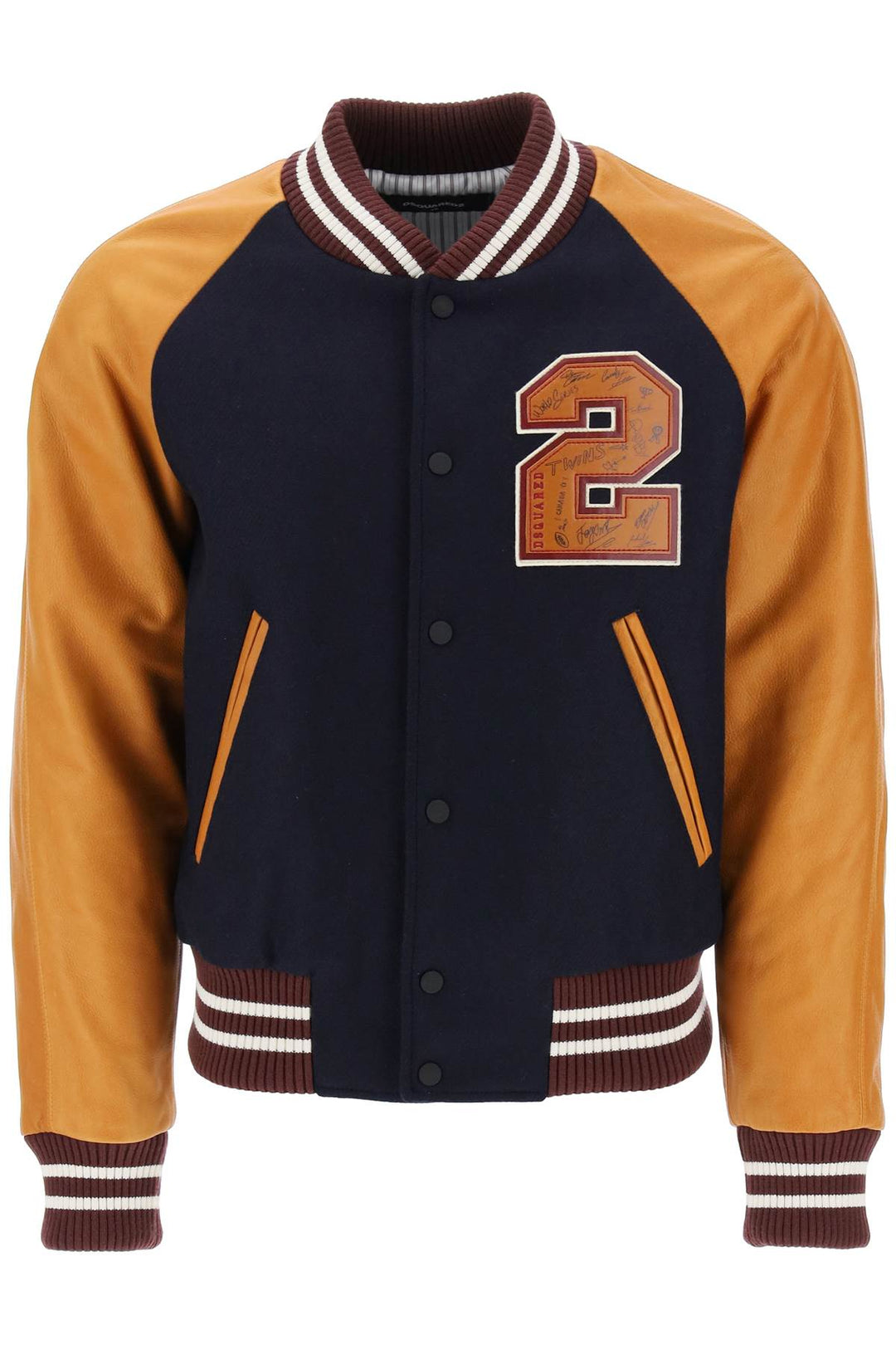 Wool And Leather Varsity Jacket - Dsquared2 - Men