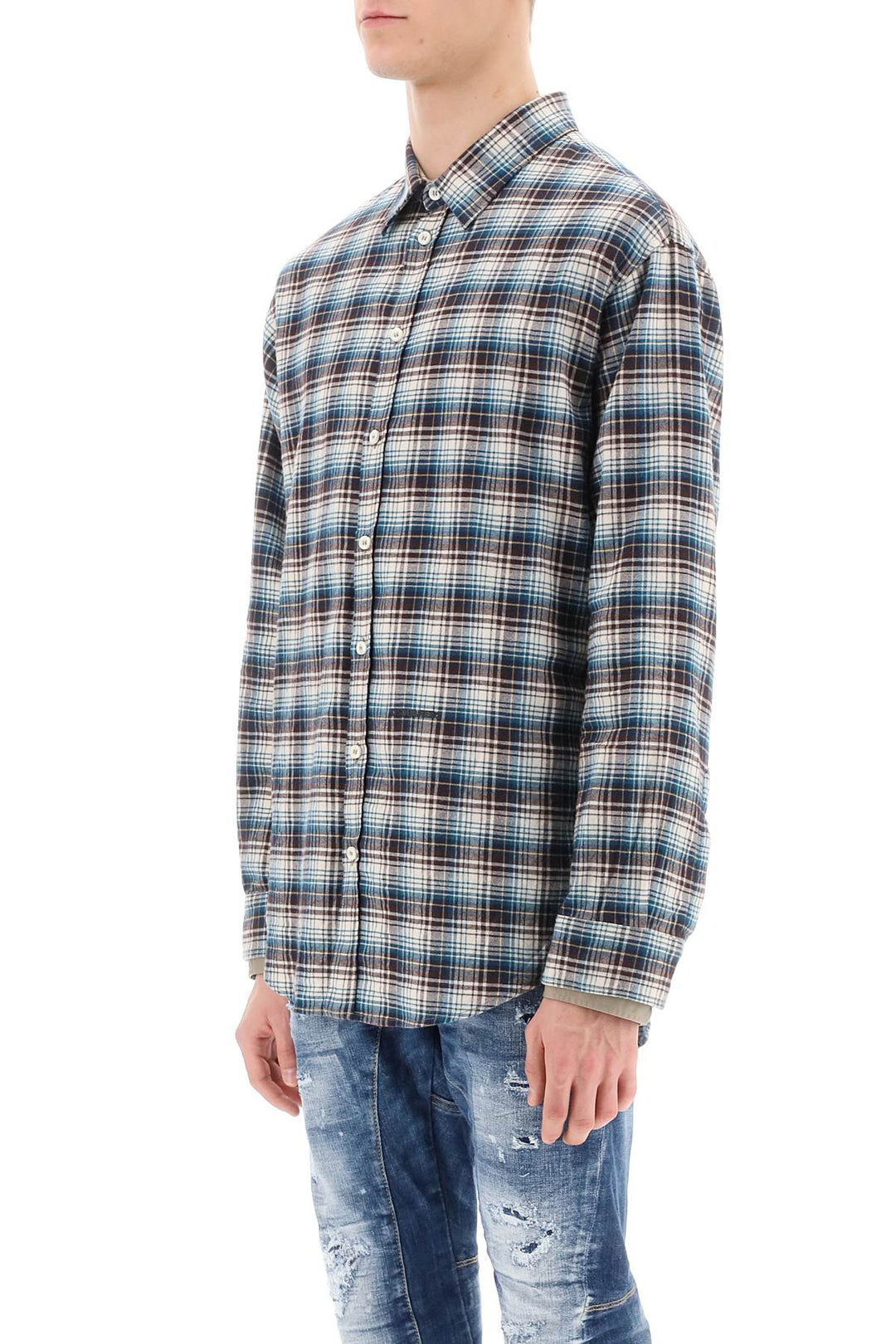 Check Shirt With Layered Sleeves - Dsquared2 - Men