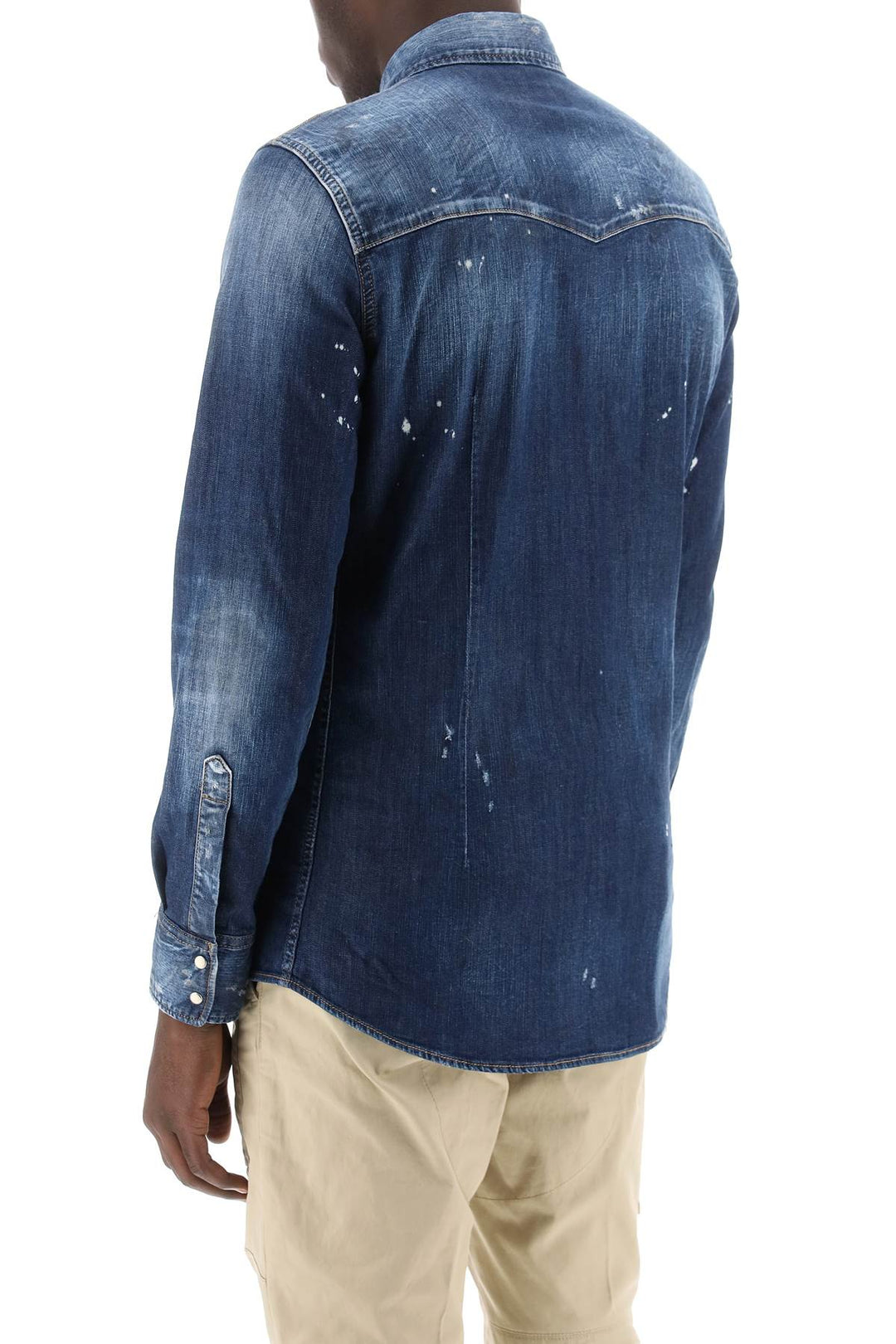 Western Shirt In Used Denim - Dsquared2 - Men