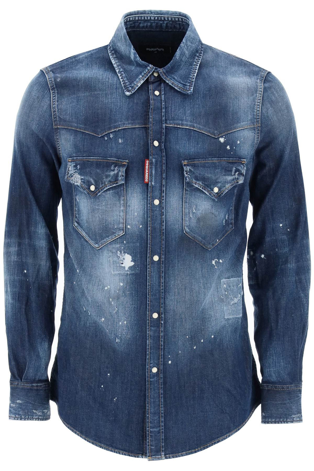 Western Shirt In Used Denim - Dsquared2 - Men