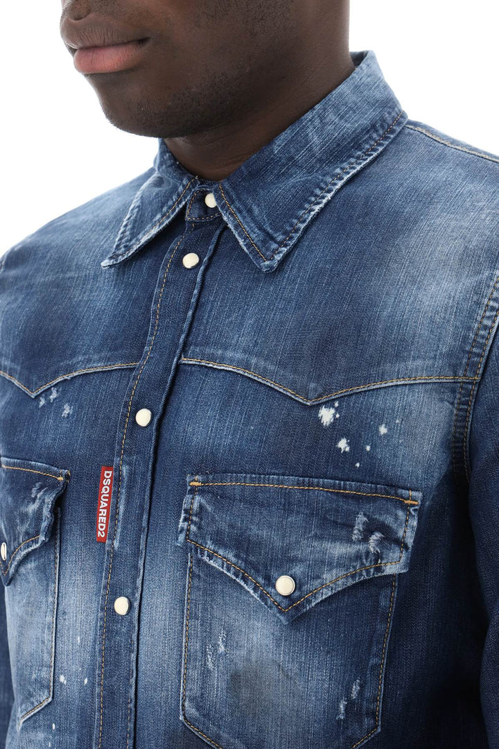 Western Shirt In Used Denim - Dsquared2 - Men