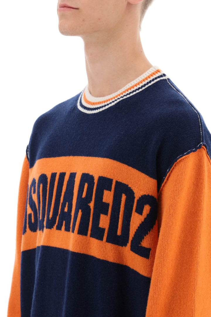 College Sweater In Jacquard Wool - Dsquared2 - Men