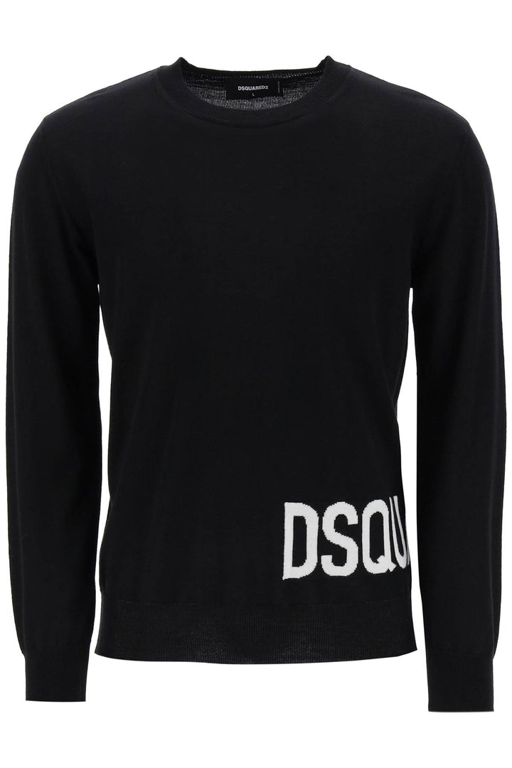 Sweater In Virgin Wool With Jacquard Logo - Dsquared2 - Men