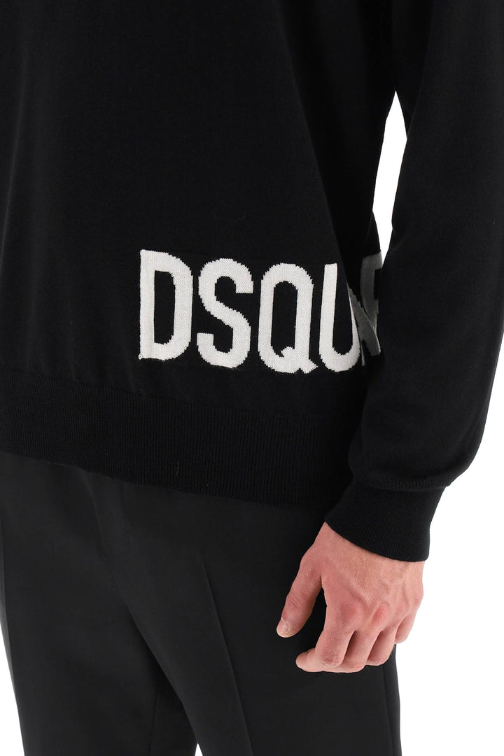 Sweater In Virgin Wool With Jacquard Logo - Dsquared2 - Men