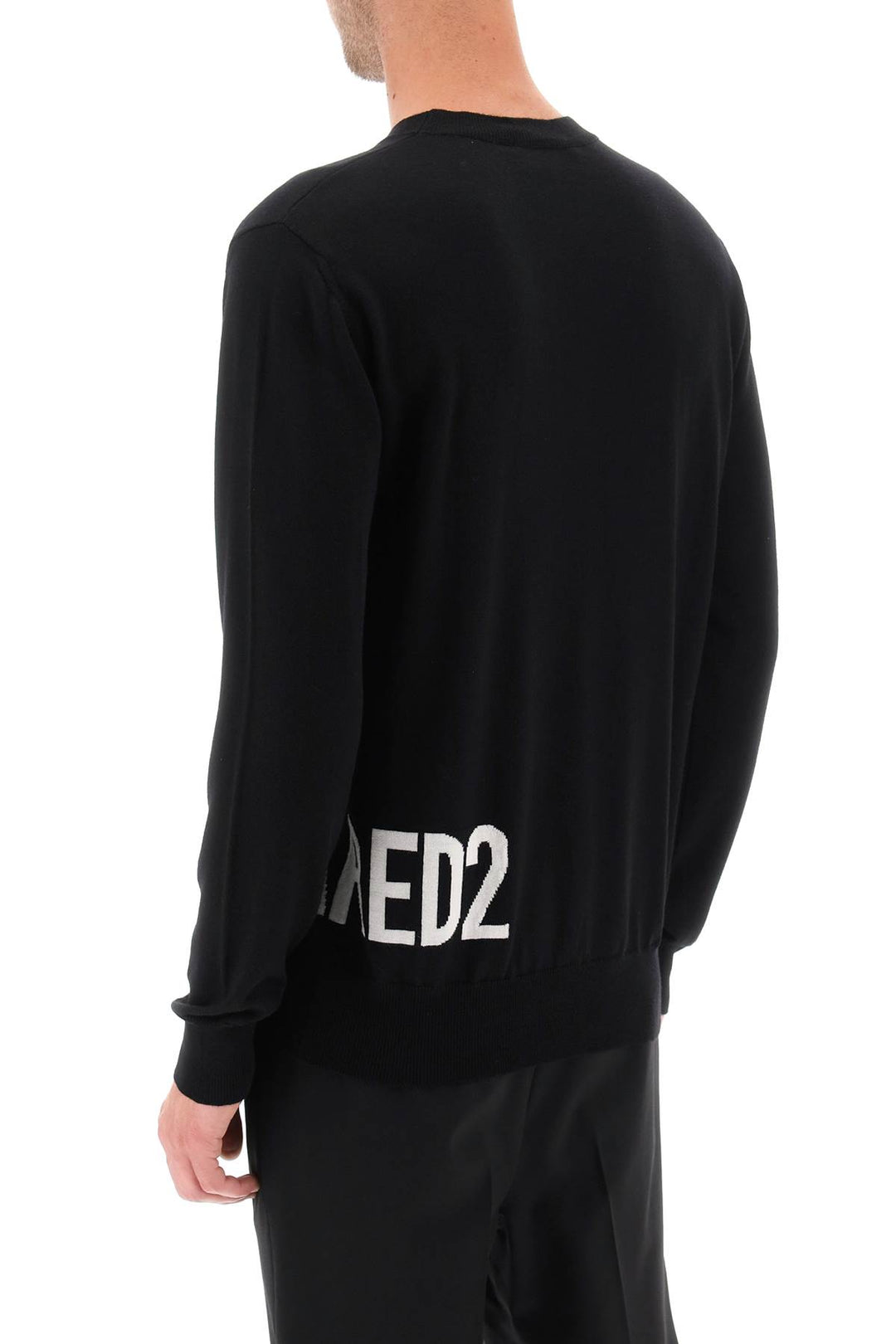 Sweater In Virgin Wool With Jacquard Logo - Dsquared2 - Men