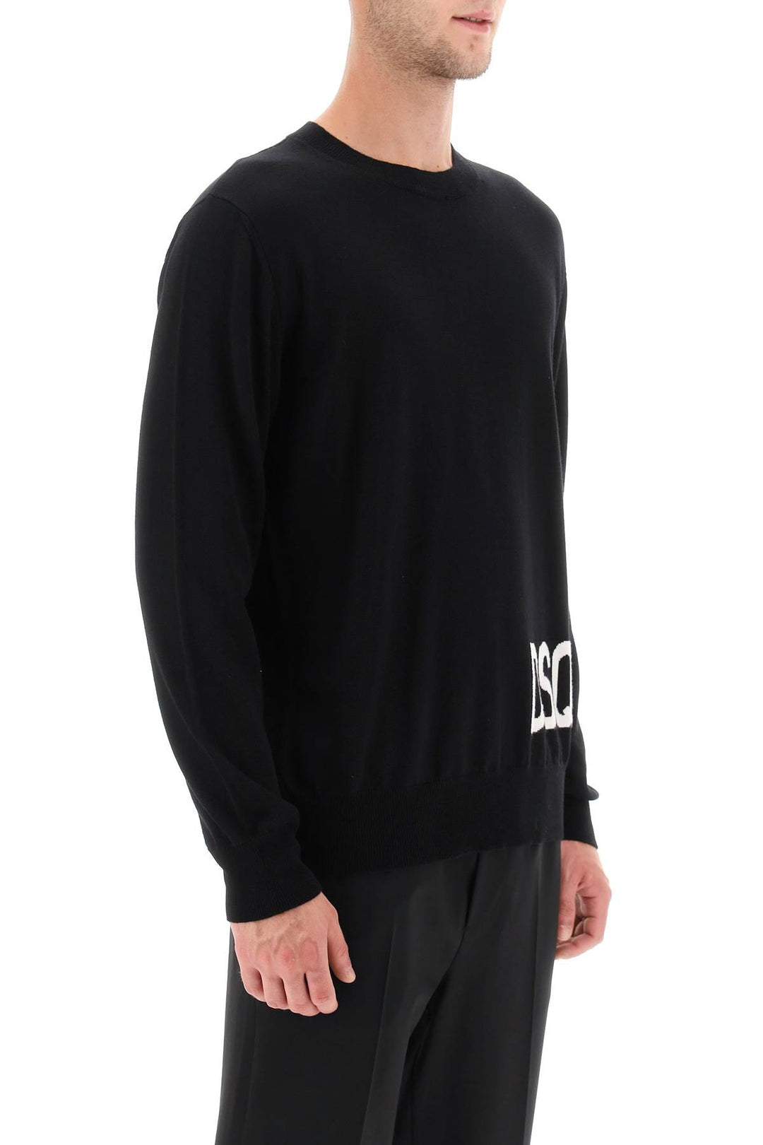 Sweater In Virgin Wool With Jacquard Logo - Dsquared2 - Men