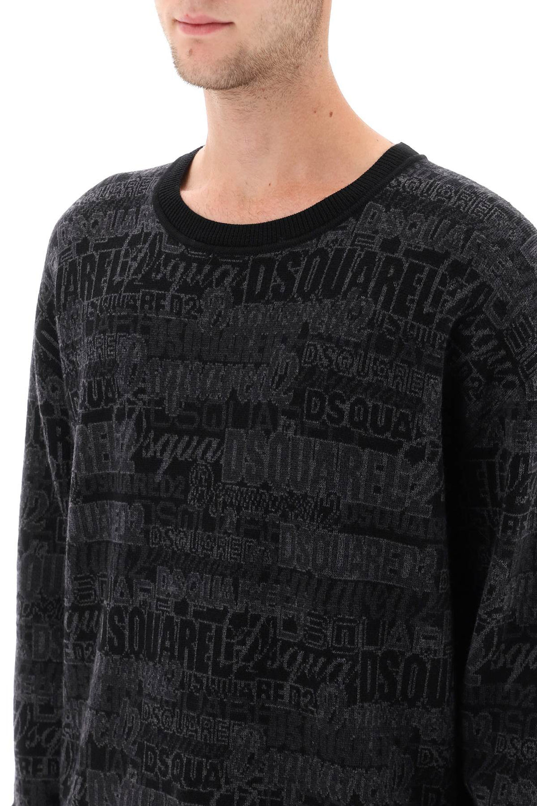 Wool Sweater With Logo Lettering Motif - Dsquared2 - Men