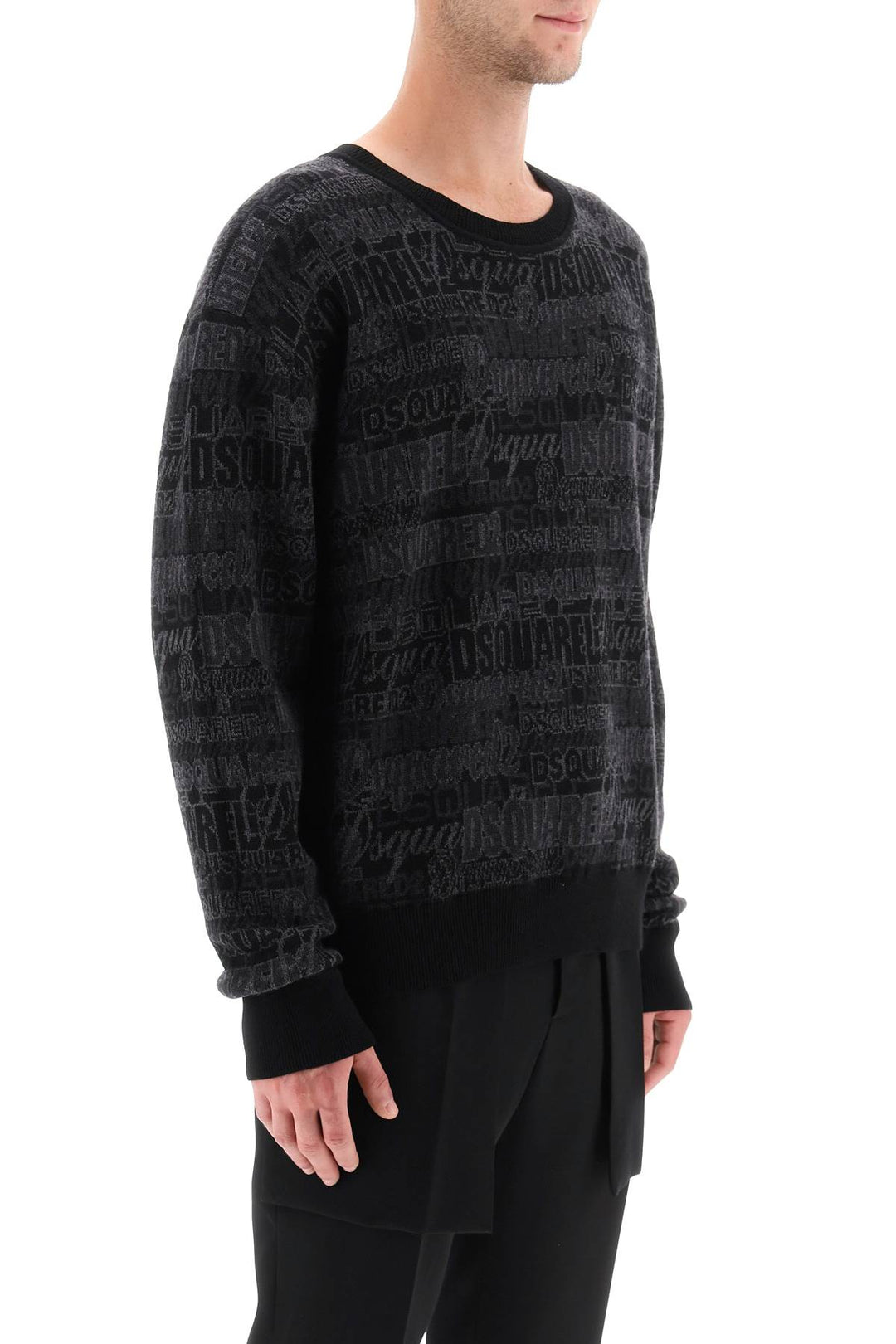 Wool Sweater With Logo Lettering Motif - Dsquared2 - Men