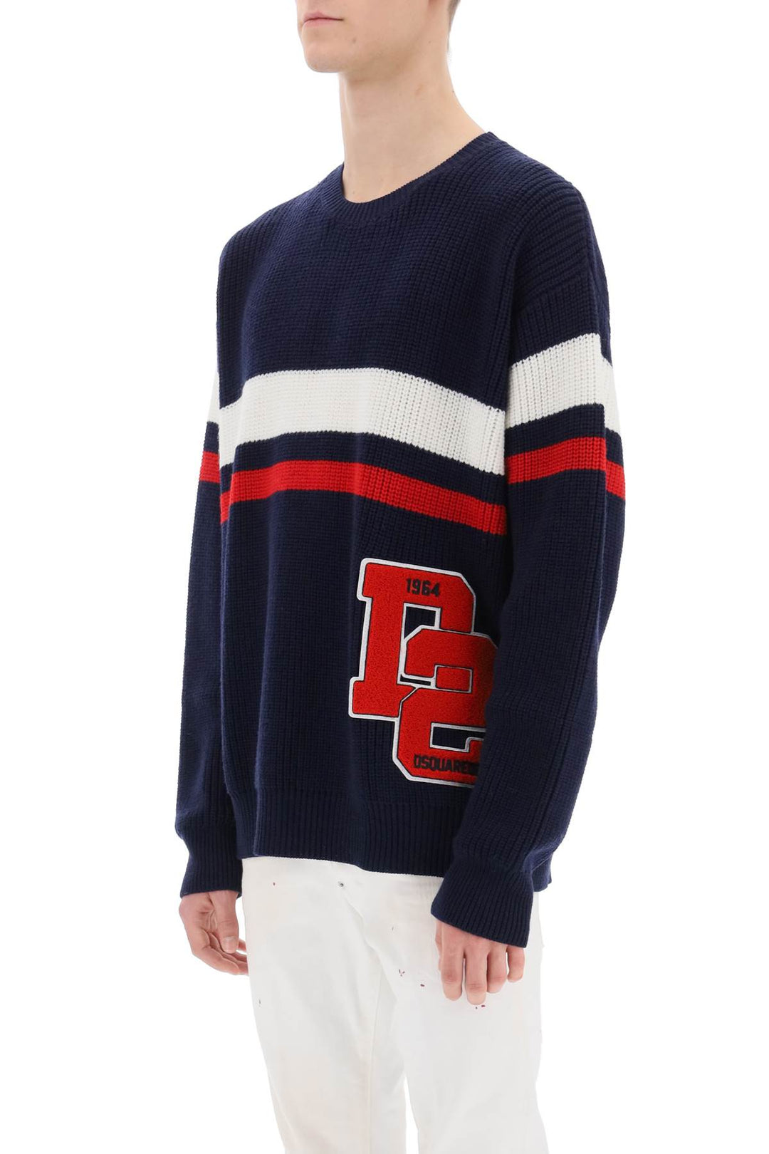 Wool Sweater With Varsity Patch - Dsquared2 - Men