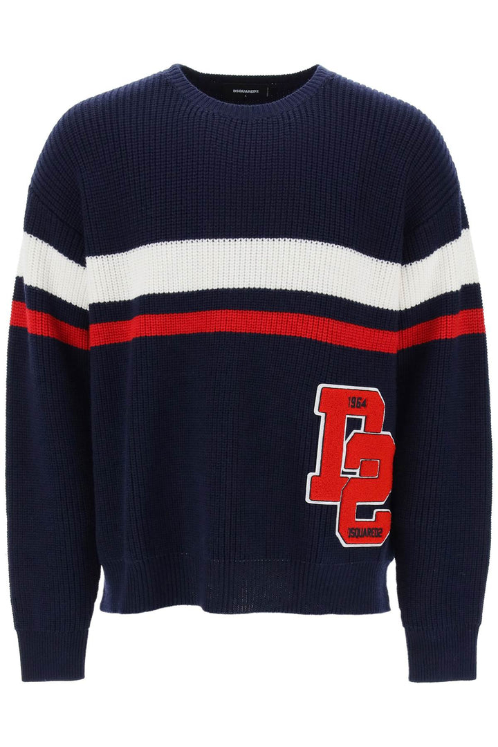 Wool Sweater With Varsity Patch - Dsquared2 - Men