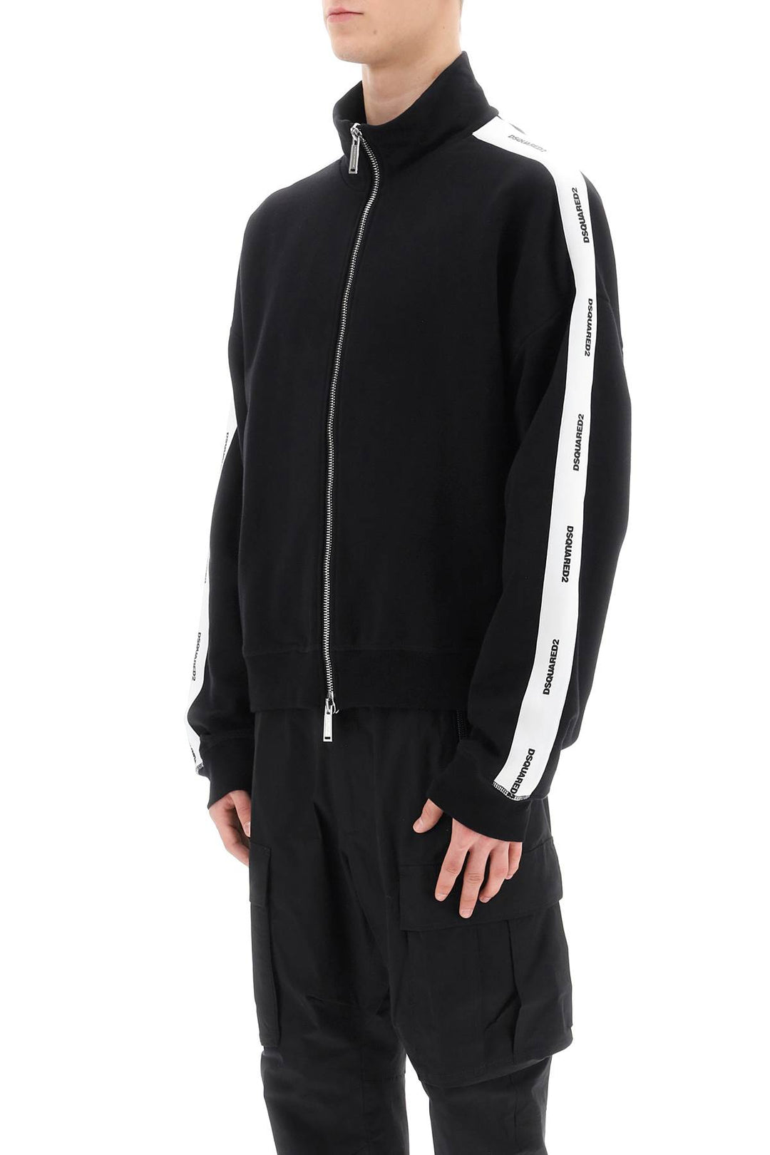 Zip Up Sweatshirt With Logo Bands - Dsquared2 - Men