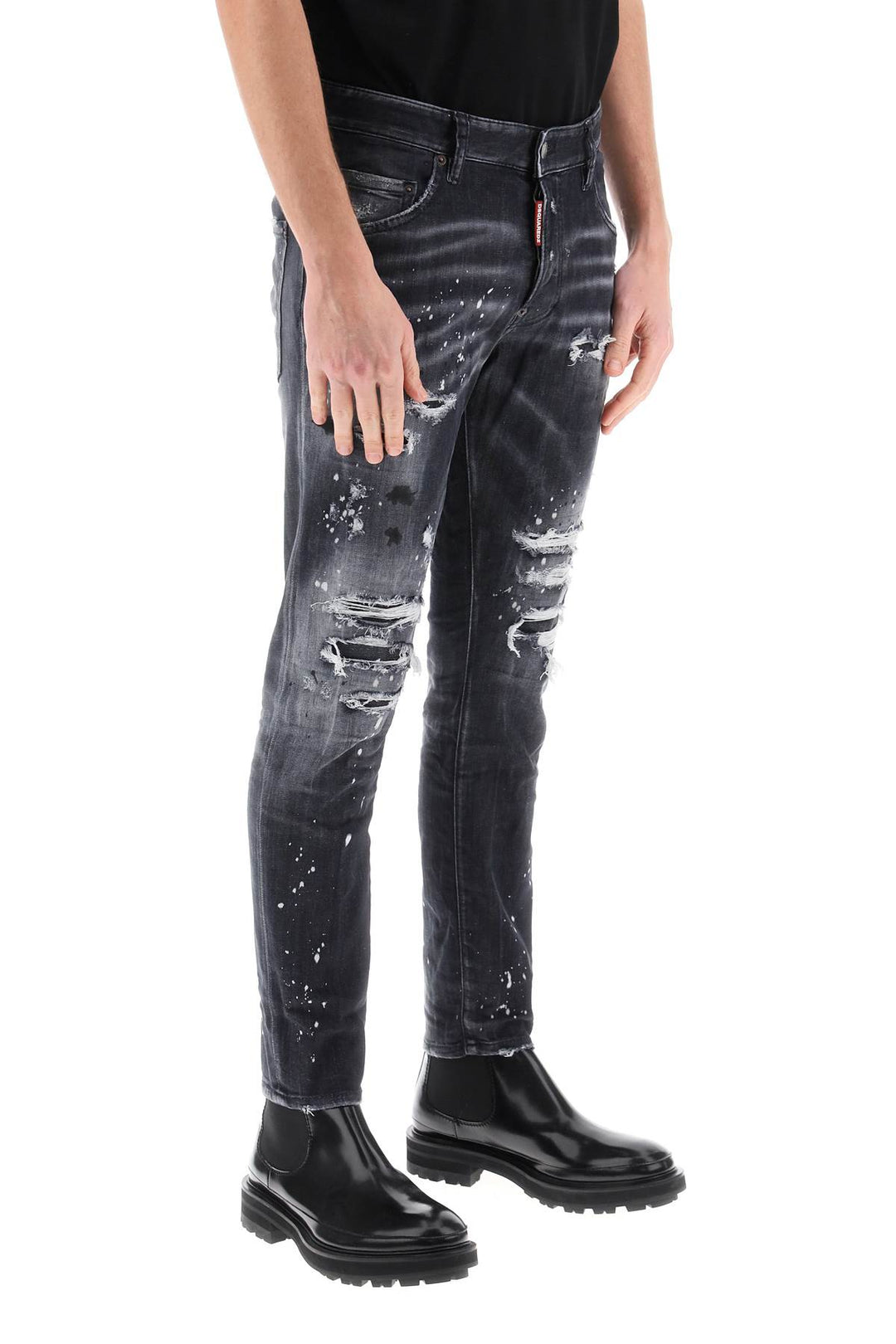 Skater Jeans In Black Diamond&Studs Wash - Dsquared2 - Men