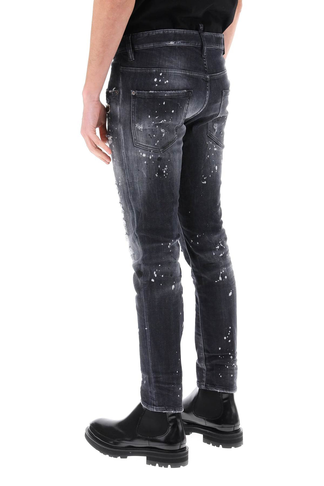 Skater Jeans In Black Diamond&Studs Wash - Dsquared2 - Men