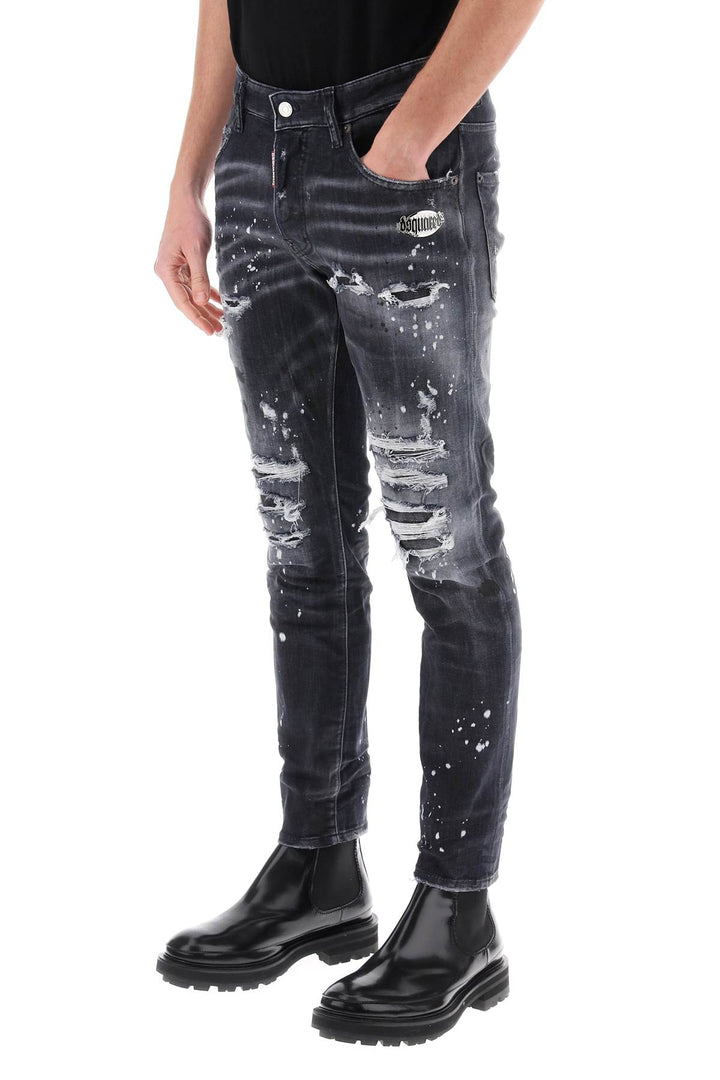 Skater Jeans In Black Diamond&Studs Wash - Dsquared2 - Men